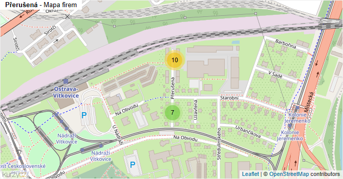 Přerušená - mapa firem