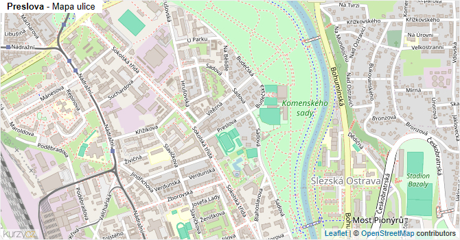 Preslova - mapa ulice