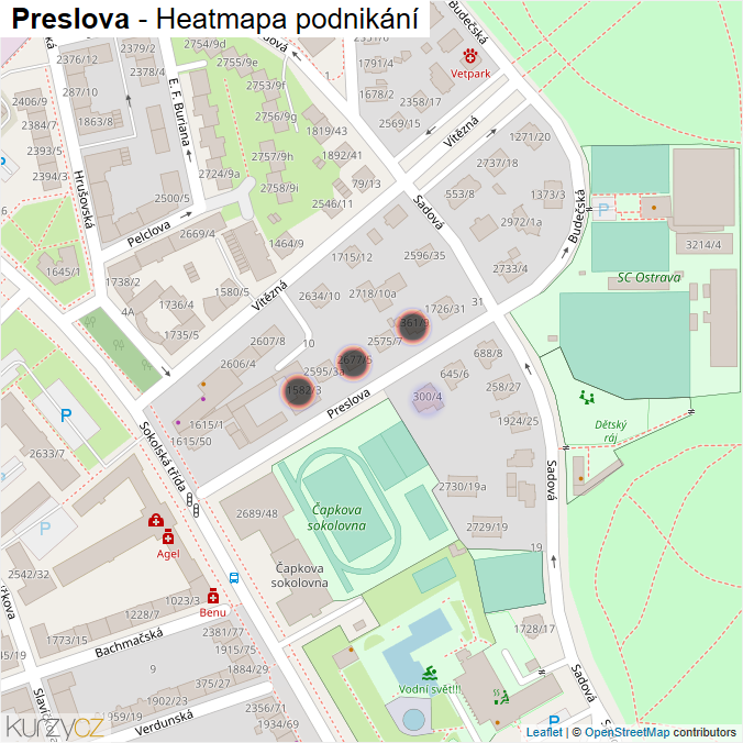 Mapa Preslova - Firmy v ulici.