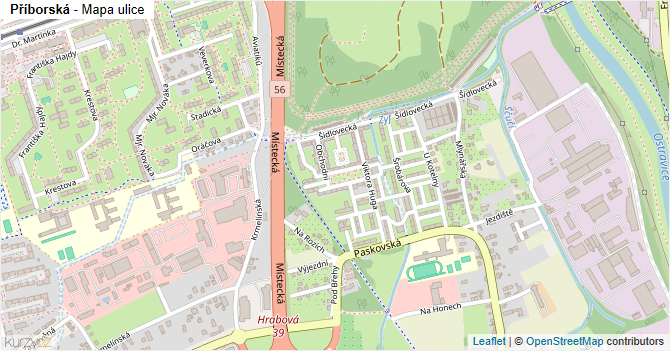 Příborská - mapa ulice