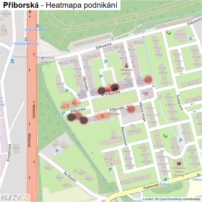 Mapa Příborská - Firmy v ulici.