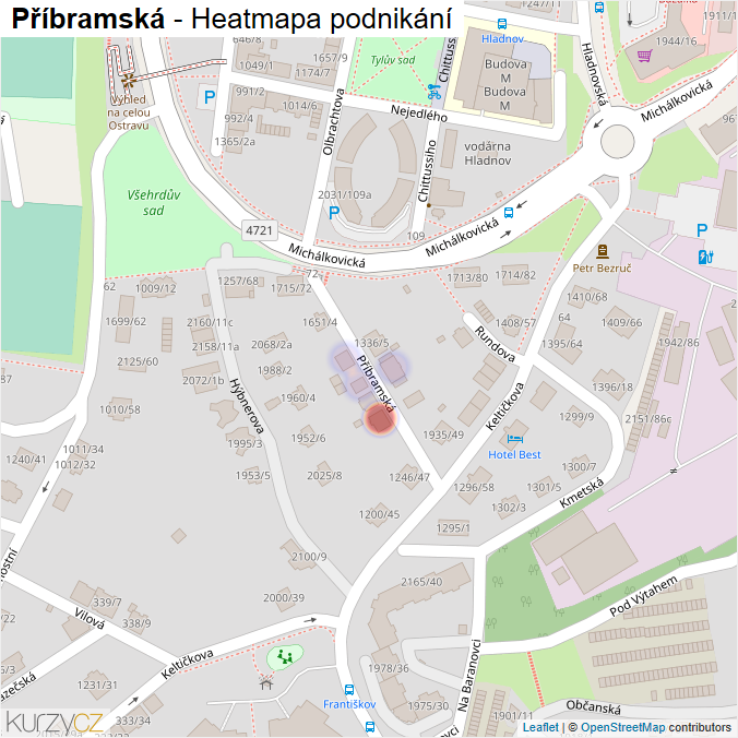 Mapa Příbramská - Firmy v ulici.