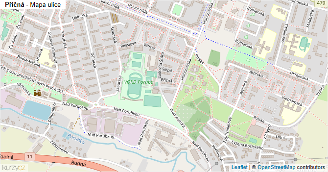 Příčná - mapa ulice