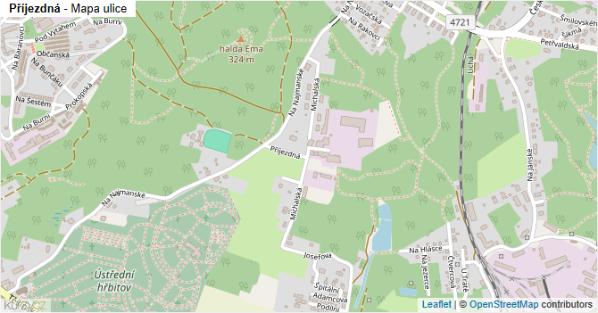 Příjezdná - mapa ulice