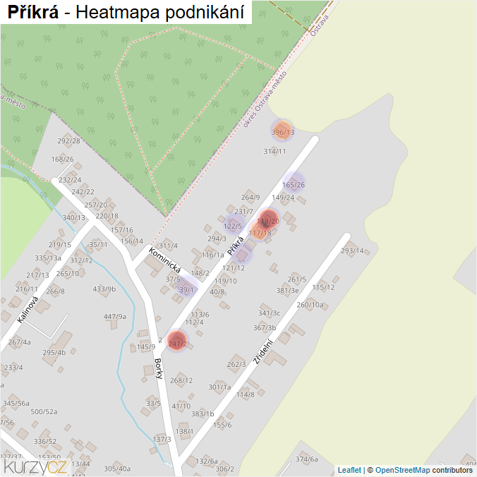 Mapa Příkrá - Firmy v ulici.