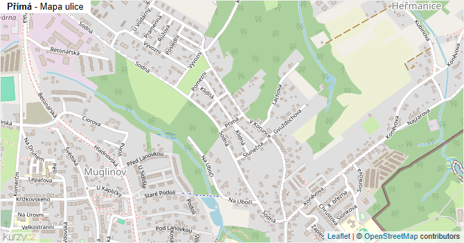 Přímá - mapa ulice