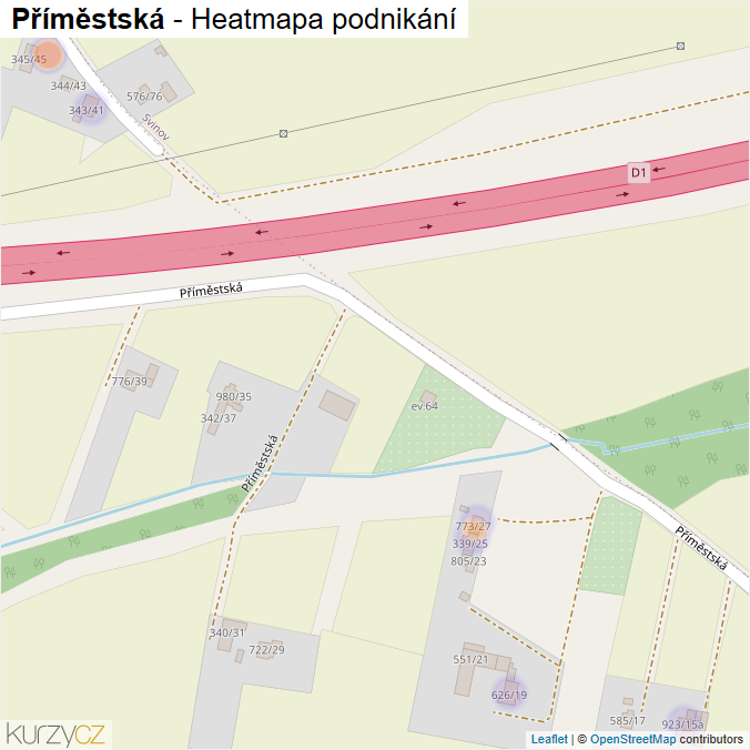 Mapa Příměstská - Firmy v ulici.