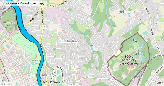 Připojená - záplavové mapy stoleté vody