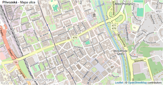 Přívozská - mapa ulice