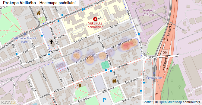 Prokopa Velikého - mapa podnikání