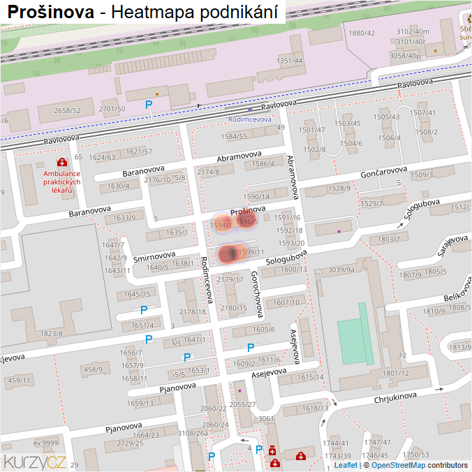 Mapa Prošinova - Firmy v ulici.