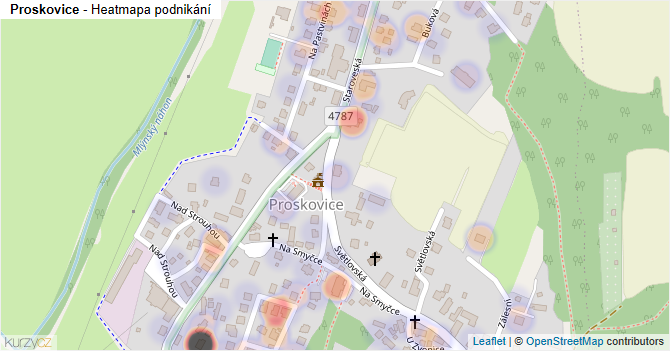 Proskovice - mapa podnikání