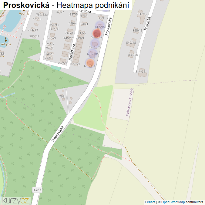 Mapa Proskovická - Firmy v ulici.