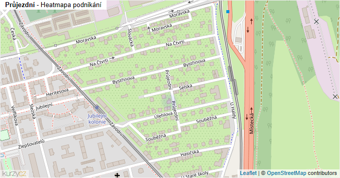 Průjezdní - mapa podnikání