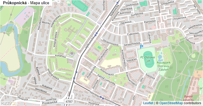 Průkopnická - mapa ulice