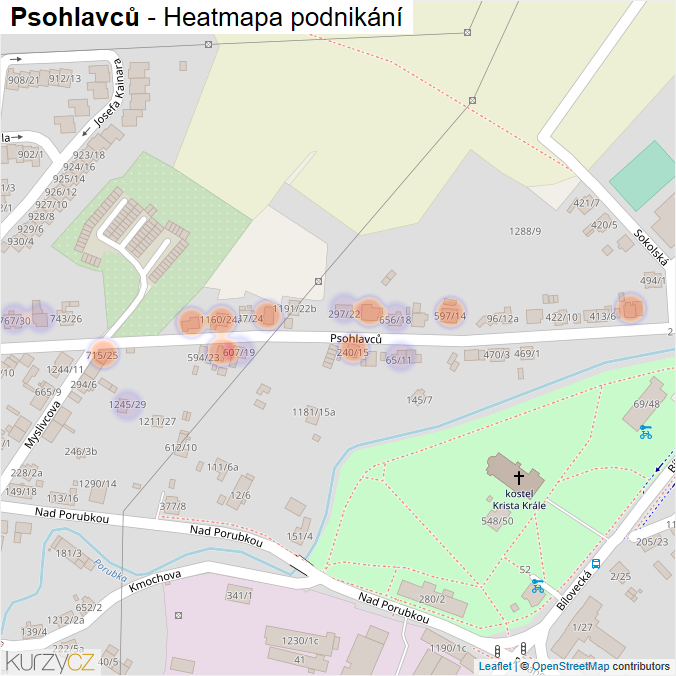 Mapa Psohlavců - Firmy v ulici.