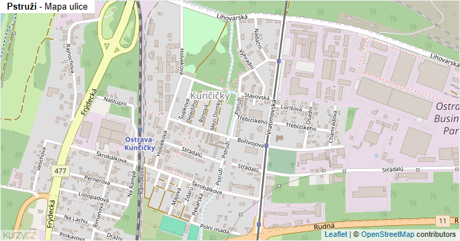 Pstruží - mapa ulice