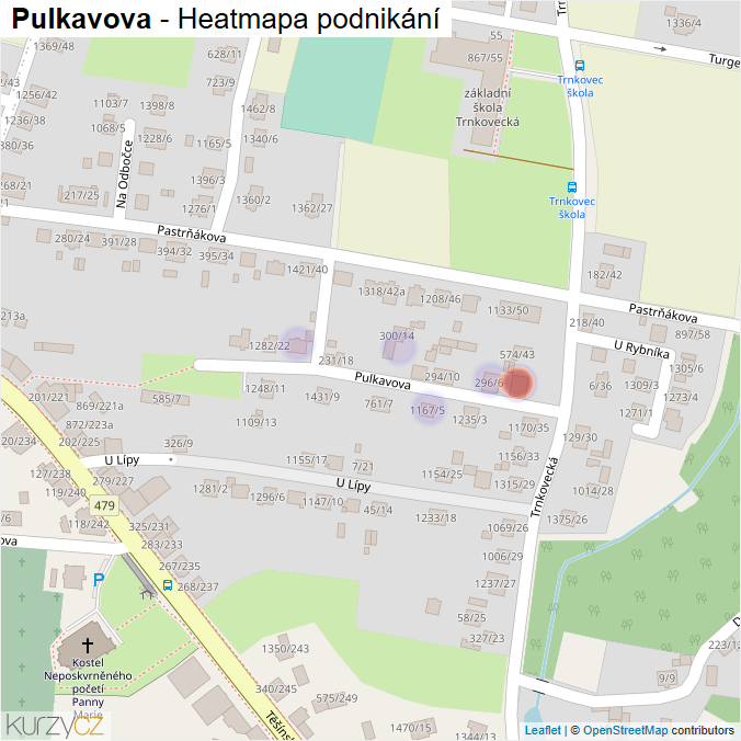 Mapa Pulkavova - Firmy v ulici.