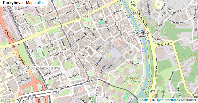 Purkyňova - mapa ulice