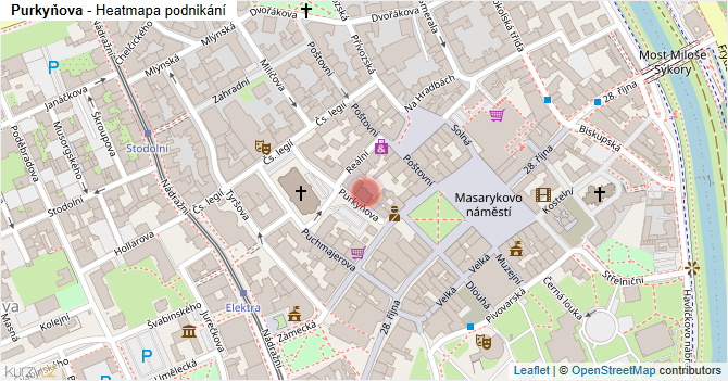Purkyňova - mapa podnikání