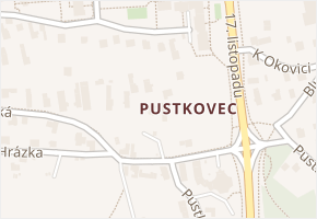 Pustkovec v obci Ostrava - mapa části obce