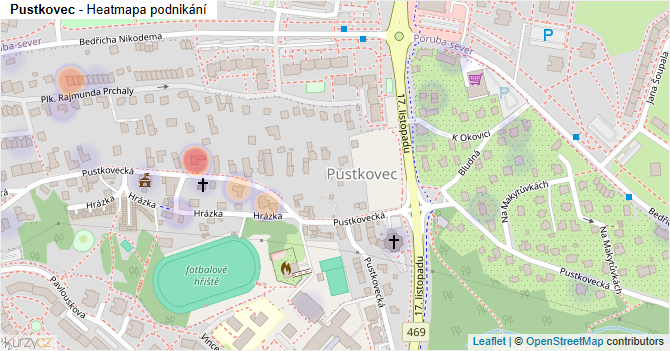 Pustkovec - mapa podnikání
