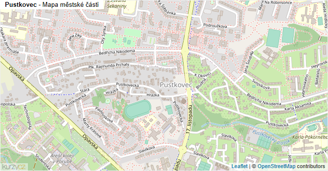 Pustkovec - mapa městské části