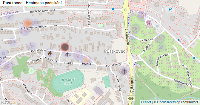 Pustkovec - mapa podnikání