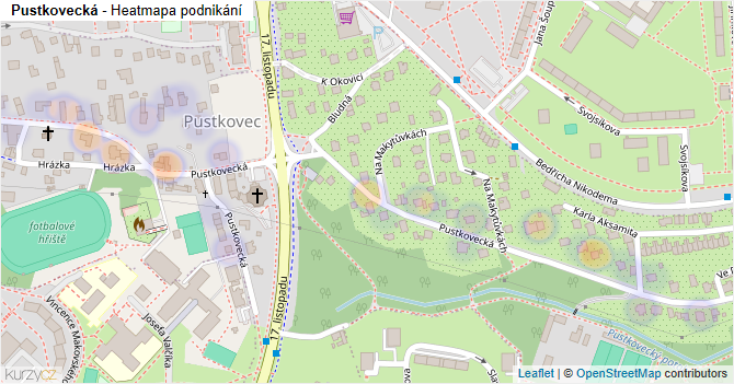 Pustkovecká - mapa podnikání