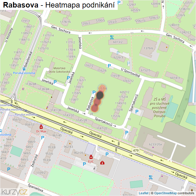 Mapa Rabasova - Firmy v ulici.