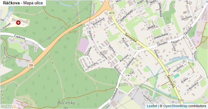Ráčkova - mapa ulice