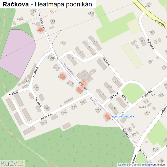 Mapa Ráčkova - Firmy v ulici.