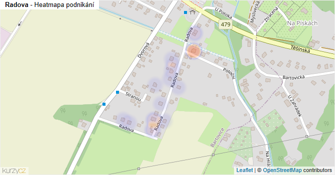 Radova - mapa podnikání