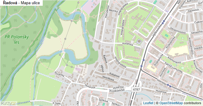 Řadová - mapa ulice