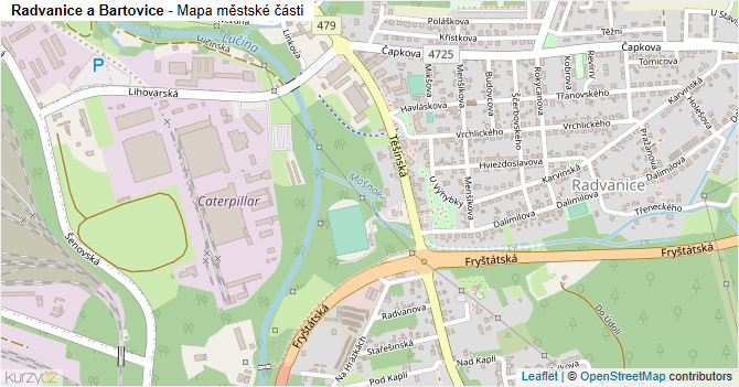 Radvanice a Bartovice - mapa městské části