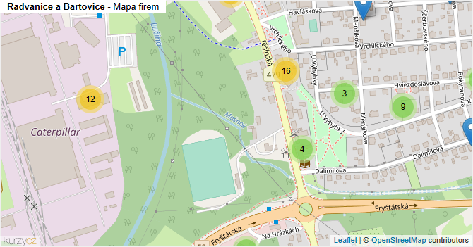 Radvanice a Bartovice - mapa firem