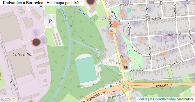Radvanice a Bartovice - mapa podnikání