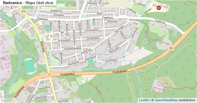 Radvanice - mapa části obce