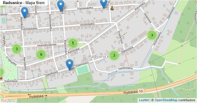 Radvanice - mapa firem