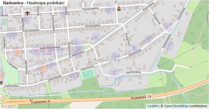 Radvanice - mapa podnikání