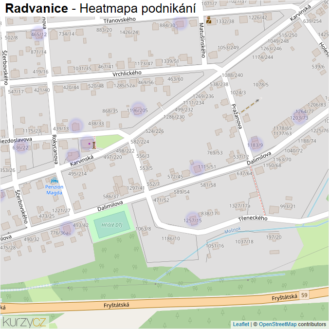 Mapa Radvanice - Firmy v části obce.