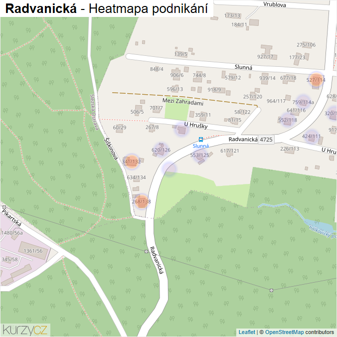Mapa Radvanická - Firmy v ulici.