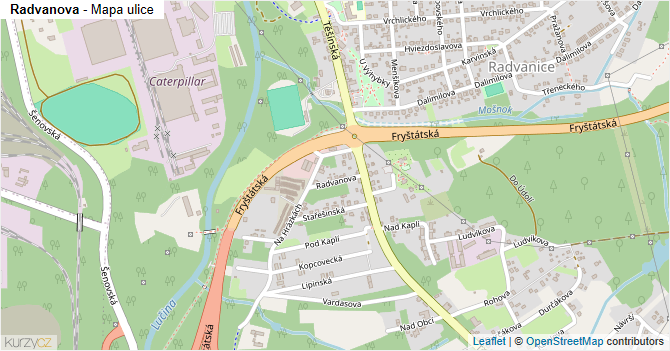 Radvanova - mapa ulice