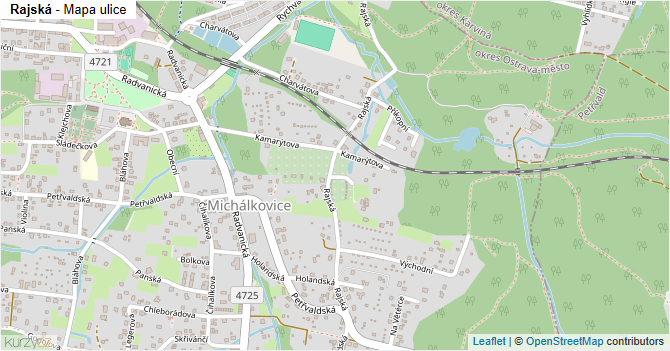 Rajská - mapa ulice