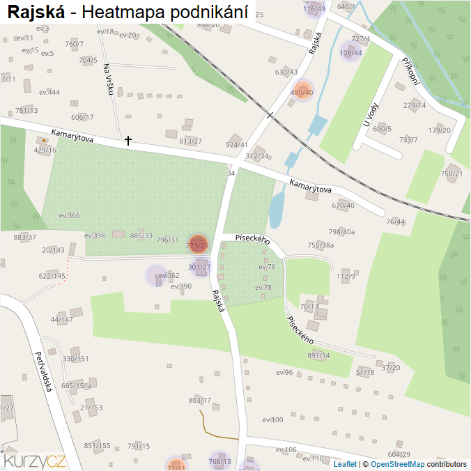 Mapa Rajská - Firmy v ulici.