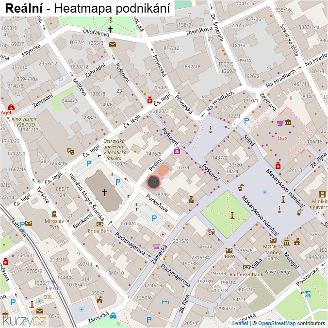 Mapa Reální - Firmy v ulici.