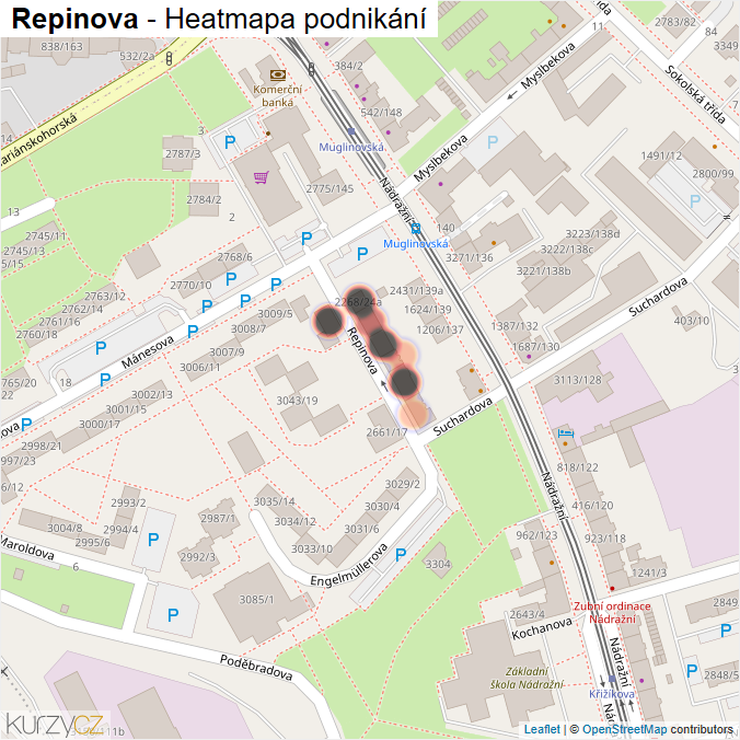 Mapa Repinova - Firmy v ulici.