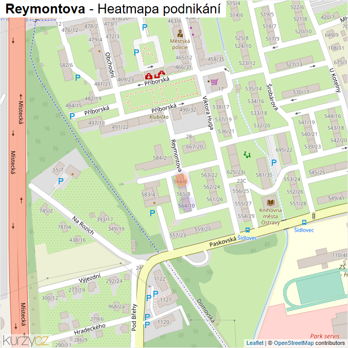 Mapa Reymontova - Firmy v ulici.