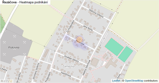Řezáčova - mapa podnikání