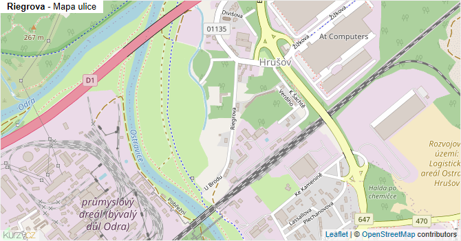 Riegrova - mapa ulice
